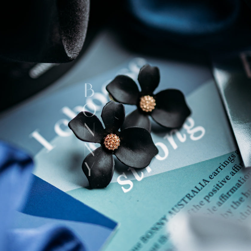 Black EMERY Earrings + Positive Affirmation Card