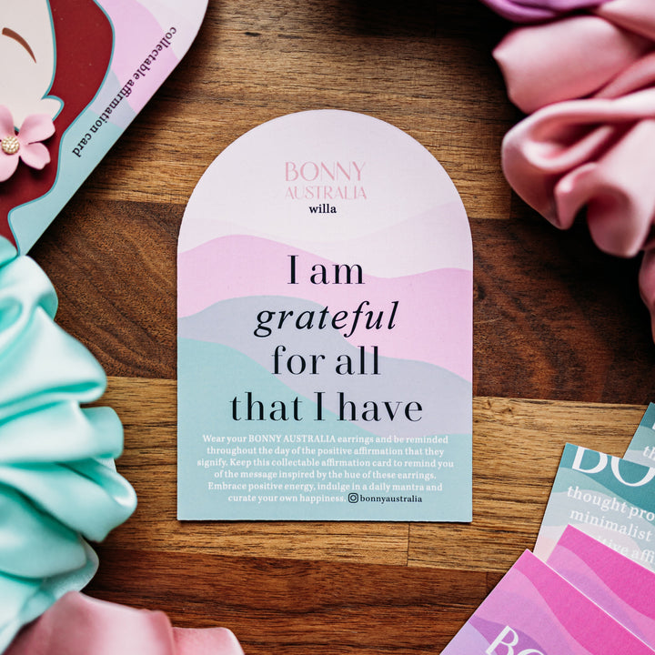 Pink WILLA Earrings + Positive Affirmation Card