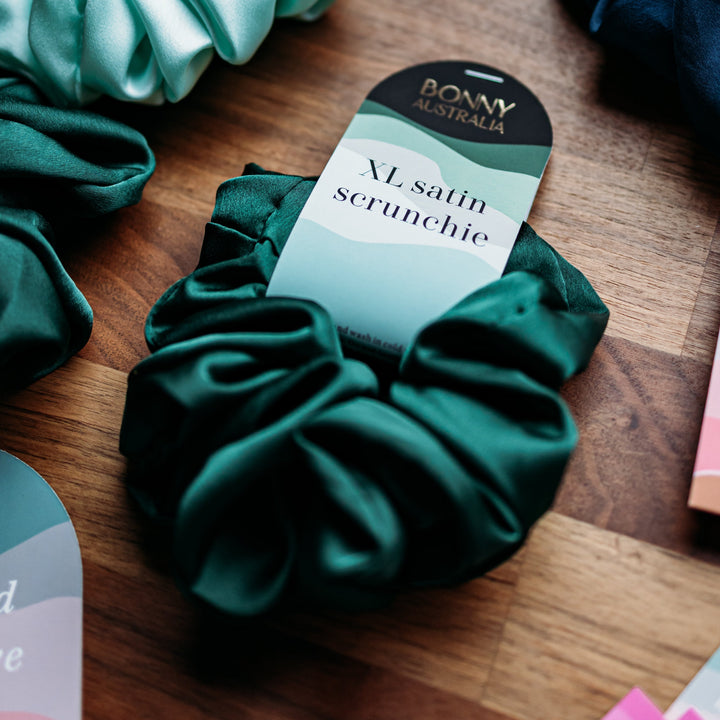 Emerald Satin XL Scrunchie